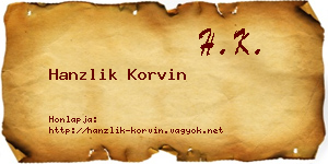 Hanzlik Korvin névjegykártya